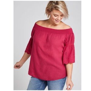 LANE BRYANT Eyelet-Sleeve Off-The-Shoulder Top 22/24